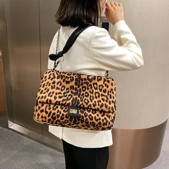 Prabangos prekės dizainerio rankinės didelės talpos, vieną petį pažasties leopard maišas naujas, retro rankinės totalizator krepšiai moterų kelionės