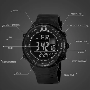 Vyrai Skaitmeninis Žiūrėti 2021 vyriški Sportiniai Laikrodžiai LED ekranas, Žadintuvas 50M atsparumas Vandeniui Žiūrėti Karinės nardymo žiūrėti Relogio Masculino