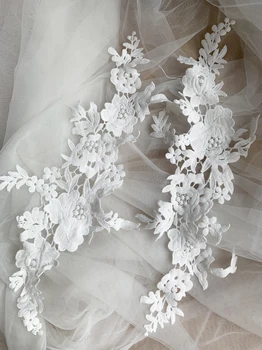 10 vnt=5 Poros Siūti-on Off baltos spalvos nėrinių pleistrai tirpsta vandenyje! Nuotakų vestuvių suknelė kratinys nėrinių gėlių siuvinėjimas!