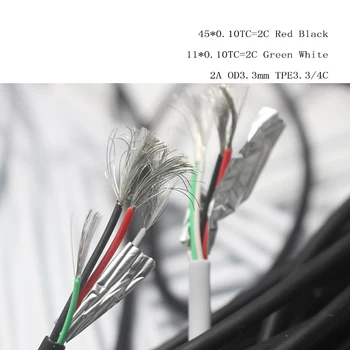 100m 3A 4 Pagrindinės vielos balta / juoda naminių GYVŪNĖLIŲ duomenų kabelis su Shield / USB Avaition Plug kabelio (