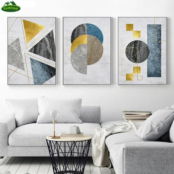 Yumeart Abstraktus, Trikampis, Šešiakampis, Geometrijos Mozaikos Derinys Drobė Paveikslų, Plakatų Ir Spausdinimo HD Namų Dekoratyvinės Sienų Menas