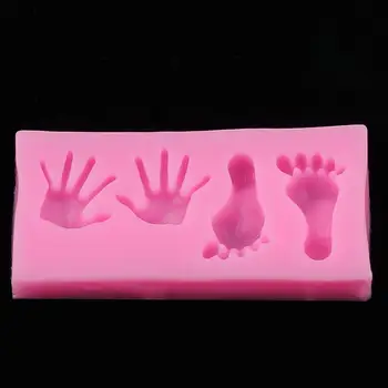 1 Vnt mielas kūdikis rankas ir kojas kepimo silikono formos aukštos temperatūros lengva išleidimo pelėsių 