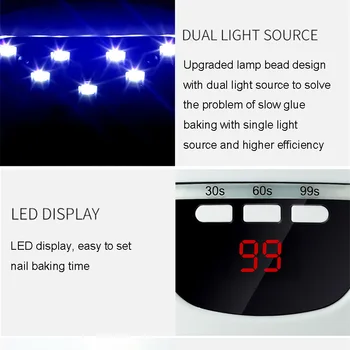 Nagų Džiovintuvas UV LED Lempos, Manikiūro 54W/36W Nagų Lempa Gellak UV Lempos, Gelio Džiovinimo Lakų, Gydant Šviesa LCD Ekranas Nagų Įrankis