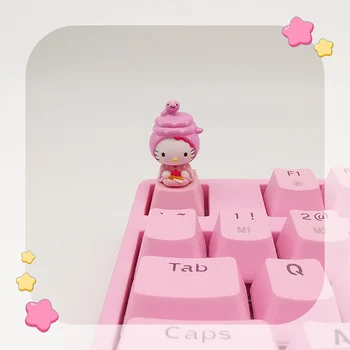 1pc Amatininkas keycap Cute kačių asmenybės keycap R4 mielas rožinis skaidrus animacinių filmų graži mergina mechaninė klaviatūra