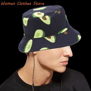 Moterų Kibirą Skrybėlės Avokado Spausdinti Kibirą Skrybėlę Vasarą Žvejys Skrybėlę Medvilnės Grįžtamasis Saulės Skrybėlę Paplūdimio Skrybėlę Moterims, Vyrams, Paaugliams