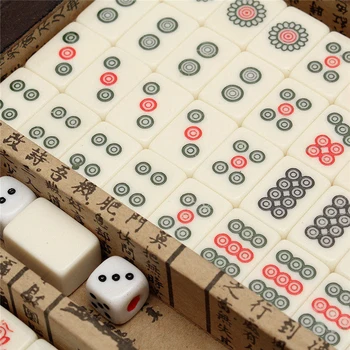 Kinijos Sunumeruoti Mahjong Nustatyti 144 Plytelės Mah-Jong Nustatyti Nešiojamų Kinijos Žaislų su būda medienos plaušų plokščių, for fun, Lauko Kempingas Įdomus