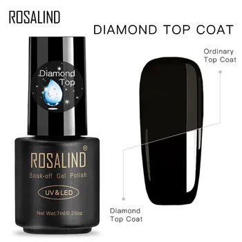 ROSALIND 7 ML Diamond Nagų Gelis Top Coat Art Dizaino Mirkti Off Top LED/UV Lempos Ilgesnis Ir patvaresni Nekenksmingas sudaro