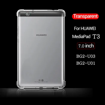 Atsparus smūgiams Silikoninis Atveju Huawei MediaPad T3 7.0 3G BG2-U03 BG2-U01 Skaidria Guma oro Pagalvė Lankstus Bamperis + Grūdintas Stiklas