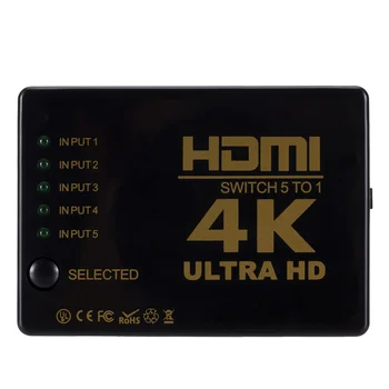 LccKaa Mini HDMI Switcher 4K HD1080P 5 Prievadai HDMI Jungiklis Selektorių Splitter Su Centru ir SPINDULIŲ Nuotolinio valdymo pultelis HDTV DVD, TV BOX