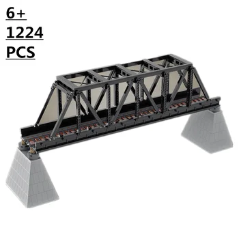 NAUJŲ Mažų dalelių creative building block SS plieno santvara geležinkelio tilto režimu ekrane ir surinkimas 