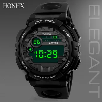 HONHX Prabangių Vyrų Skaitmeninis LED Watch Data Sportas Lauko Elektroninių Žiūrėti Vyrai Universalus Laikrodis Apvalios Laikrodžius Montre homme