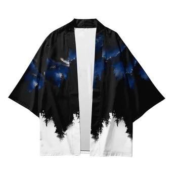 3 iki 14 Metų Vaikams Kimono Švarkas Mėnulis Japonų Kimono Megztinis Berniukams, Mergaitėms Samurajus Kostiumas Miško kimono Marškinėliai, Drabužiai Vaikams
