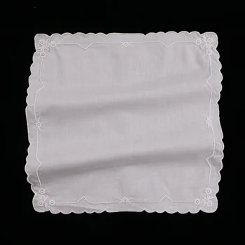C008 : 1piece moterų/merginų, vestuvių dovana, Baltas premium medvilnė tuščią nėrimo hankies nėrinių nosinės