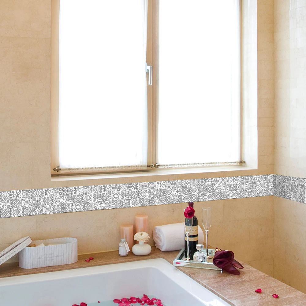 Funlife® Pilkos spalvos Maroko Retro Sienos, Sienų Blokai Plytelės, Dekoratyvinis Lipdukas Vandeniui Žievelės ir Klijuoti Virtuvės Vonios kambarys