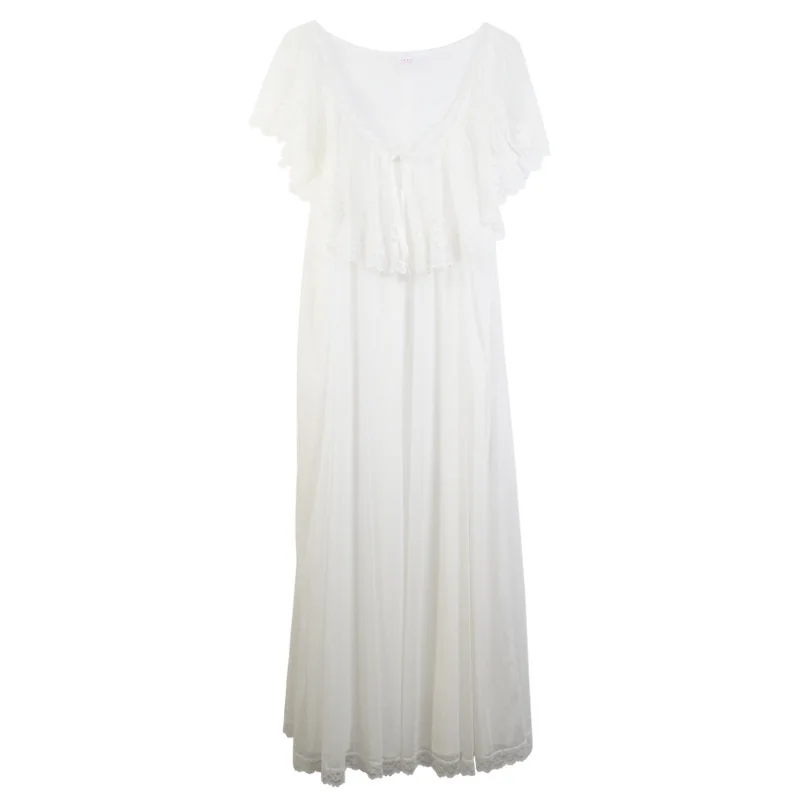 Moterų Nightdress Balti trumpomis Rankovėmis Vasarą Pižamą Naujas Nėrinių Dekoratyvinis Princesė Sleepwear Seksualus, Saldus Pamergės Suknelė