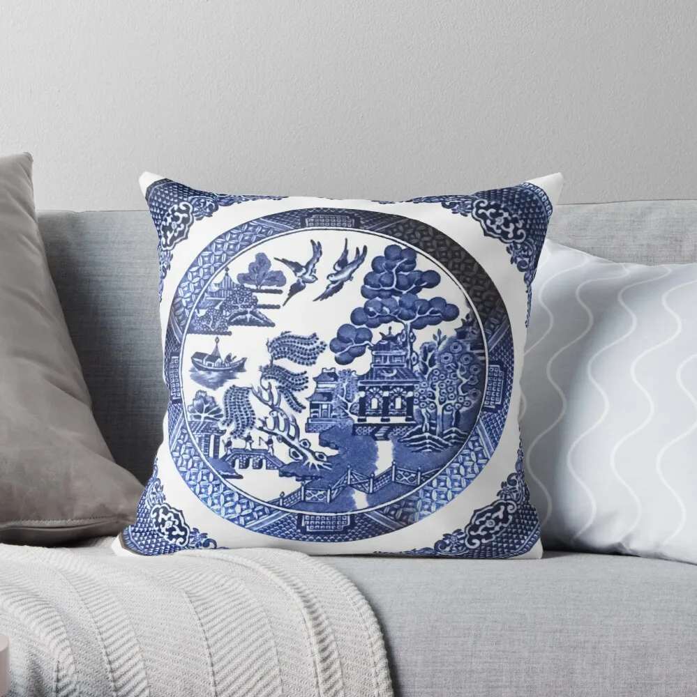 Mėlyna Gluosnio Kinija Mesti Pagalvę Pagalvėlė Padengti Poliesterio mesti pagalvės atveju ant sofos namuose kambarį automobilio sėdynės dekoro 45x45cm