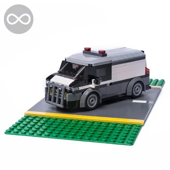 Buildmoc Miesto Policijos Transporto Priemonės Banko Pinigų Transporter Van Automobilių Techninė Modelio Blokai Švietimo Žaislai Vaikams Dovanų