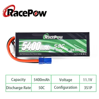 RacePow 5400mAh 11.1 V 50C 3S RC Lipo Baterijos HardCase Lipo su EB5 Kištukas RC Vengiantysis Valtis Automobilių, Sunkvežimių Buggy, Truggy Monstras Bakas