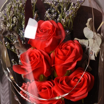 Amžinąjį Raudona Rožė Su LED Šviesos Stiklo Kupolas Už Vestuves Valentino Diena, Motinos Diena Dovana