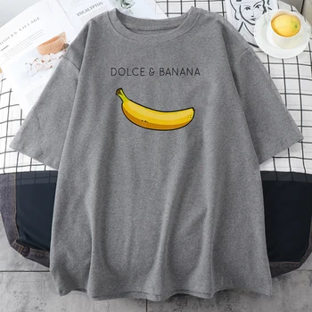 Prinokusių gero skonio Bananų Spausdinti moterų Tee Marškinėliai 2021 Naujus sportinius Marškinėlius, Negabaritinių Kvėpuojantis Tee Marškinėliai Pavasario Vasaros Moterų marškinėliai
