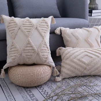 Siūtinės pūkinės pagalvės Maroko pagalvėlė sofa-ins pagalvėlė retro stiliaus kutas CushionCover smėlio Boho užvalkalas kambarį apdaila