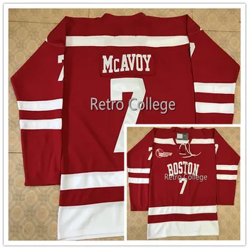 Bostono Universiteto #7 Charlie McAvoy Raudona VYRŲ Retro perjungimas ledo Ritulio Jersey Siuvinėjimo Siūlės Tinkinti bet numeris ir pavadinimas