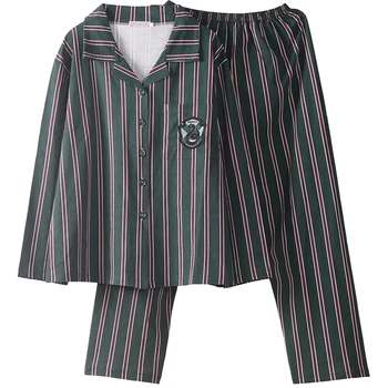 Sleepwear 2021 Naujas Medvilnės Pižama Rinkinys Moterims Vasaros Pižamos Atvartas Pijamas Suaugusiųjų Vaikas Juostele Namų Kostiumas, Cosplay Kostiumas